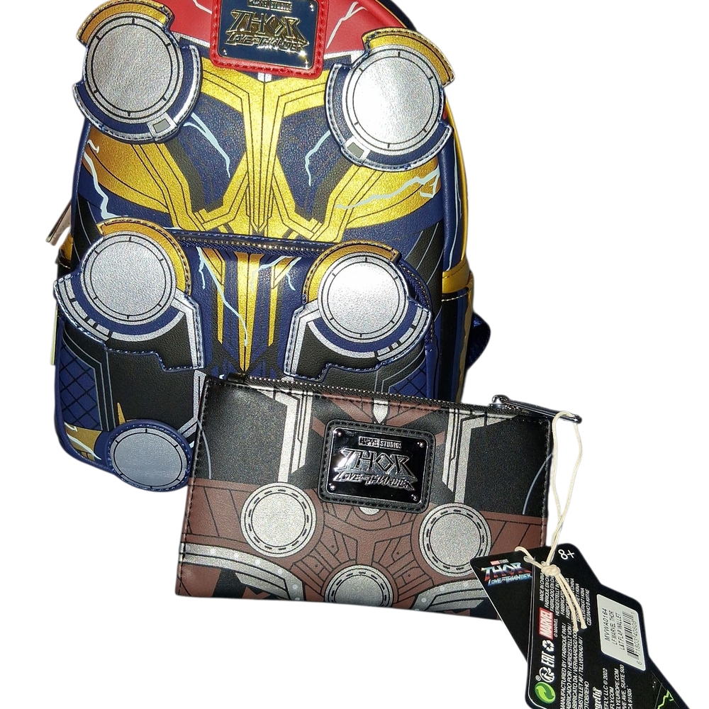 NWT Hard Tag Loungefly Thor -Marvel Avengers Backpack and Wallet Set